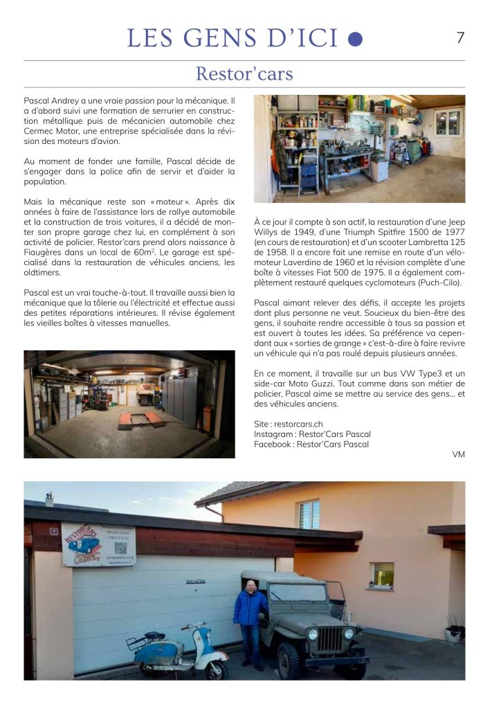 Article Restor’Cars — Le Journal de la commune de Saint-Martin, n° 30, mars 2025